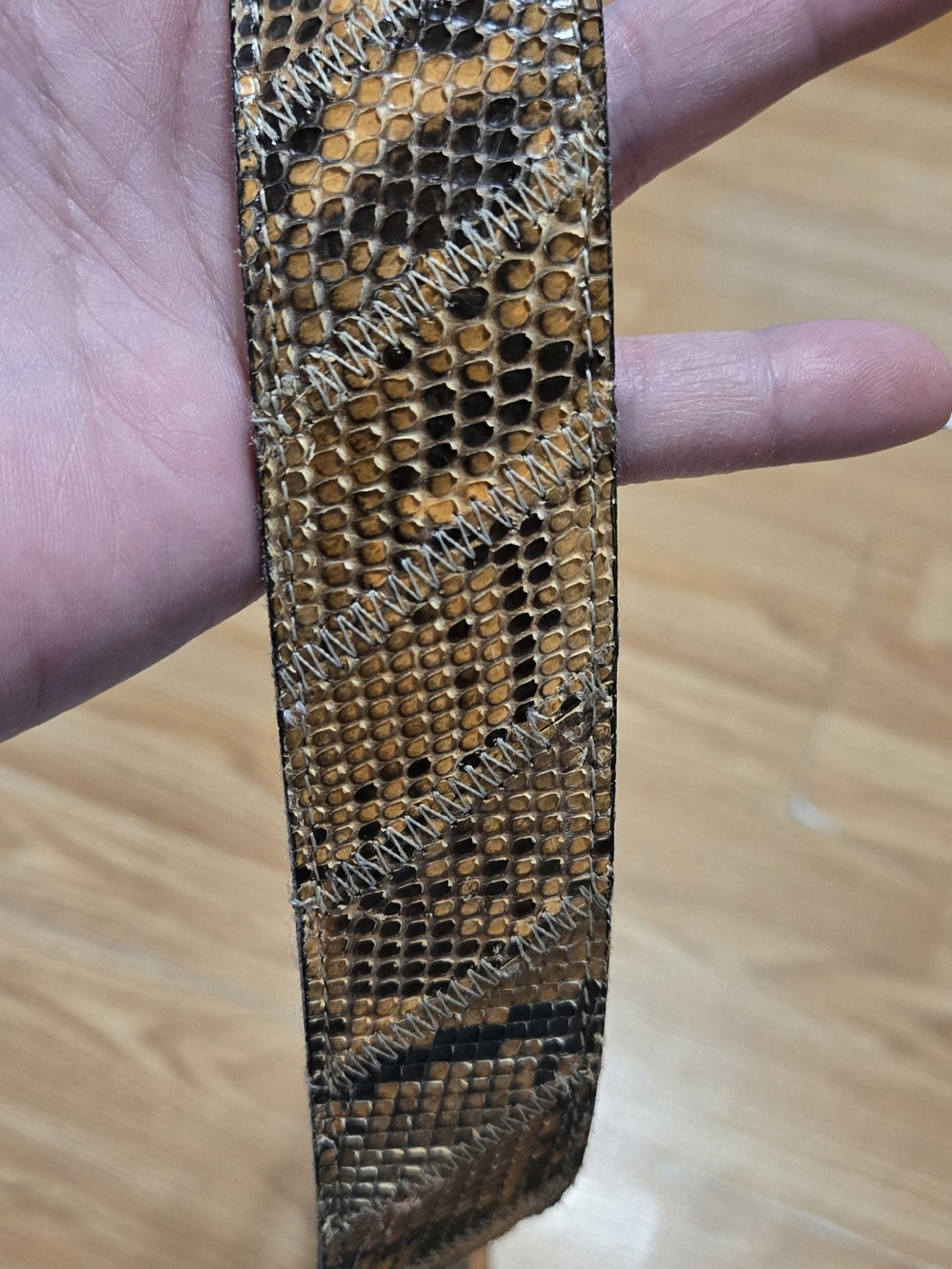 ACME Snake-Print Belt in Brown and Black Genuine Python Vintage - Picture 10 of 12